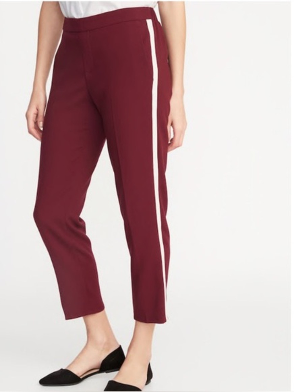 Old Navy Burgundy Trouser Pants with White Side Stripe
